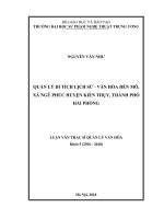 (Luận văn thạc sĩ) Quản lý di tích lịch sử  văn hóa đền Mõ, xã Ngũ Phúc, huyện Kiến Thụy, thành phố Hải Phòng