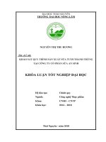 Khảo sát quy trình sản xuất sữa tươi thanh trùng tại công ty cổ phần sữa an sinh 