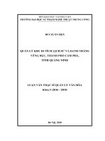 (Luận văn thạc sĩ) Quản lý khu di tích lịch sử và danh thắng Vũng Đục, thành phố Cẩm Phả, tỉnh Quảng Ninh