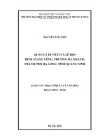(Luận văn thạc sĩ) Quản lý di tích và lễ hội đình Giang Võng, phường Hà Khánh, thành phố Hạ Long, tỉnh Quảng Ninh