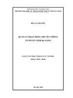 (Luận văn thạc sĩ) Quản lý hoạt động truyền thông về di sản vịnh Hạ Long
