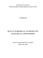 Quản lý lễ hội Hoa Lư, xã Trường Yên, huyện Hoa Lư, tỉnh Ninh Bình (Luận văn thạc sĩ)