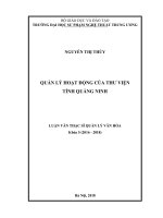 (Luận văn thạc sĩ) Quản lý hoạt động của Thư viện tỉnh Quảng Ninh
