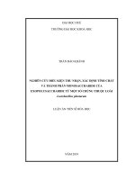 Nghiên cứu điều kiện thu nhận, xác định tính chất và thành phần monosaccharide của exopolysaccharide từ một số chủng thuộc loài Lactobacillus plantarum