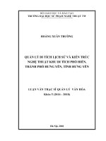 (Luận văn thạc sĩ) Quản lý di tích lịch sử và kiến trúc nghệ thuật Khu di tích Phố Hiến, thành phố Hưng Yên, tỉnh Hưng Yên