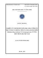 Nghiên cứu thành phần hóa học và hoạt tính gây độc tế bào và kháng viêm của hai loài hải miên rhabdastrella providentiae và xestospongia muta ở vùng biển trung bộ việt nam 