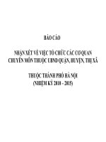 BÁO CÁO "NHẬN XÉT VỀ VIỆC TỔ CHỨC CÁC CƠ QUAN CHUYÊN MÔN THUỘC UBND QUẬN, HUYỆN, THỊ XÃ THUỘC THÀNH PHỐ HÀ NỘI