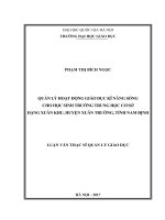 Quản lý hoạt động giáo dục kỹ năng sống cho học sinh trường trung học cơ sở đặng xuân khu, xã xuân hồng, huyện xuân trường, tỉnh nam định 