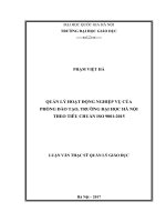 Quản lý hoạt động nghiệp vụ của phòng đào tạo, trường đại học hà nội theo tiêu chuẩn ISO 9001 2015 