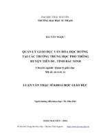 Quản lý giáo dục văn hóa học đường tại các trường trung học phổ thông huyện tiên du, tỉnh bắc ninh 