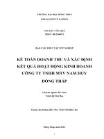 Báo cáo thực tập tốt nghiệp Kế toán doanh thu và xác định kết quả hoạt động kinh doanh công ty TNHH MTV Nam Huy Đồng Tháp