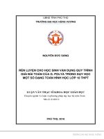 RÈN LUYỆN CHO HỌC SINH VẬN DỤNG QUY TRÌNH GIẢI BÀI TOÁN CỦA G. POLYA TRONG DẠY HỌC MỘT SỐ DẠNG TOÁN HÌNH HỌC LỚP 10 THPT