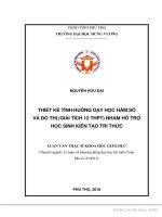THIẾT KẾ TÌNH HUỐNG DẠY HỌC HÀM SỐ VÀ ĐỒ THỊ (GIẢI TÍCH 12 THPT) NHẰM HỖ TRỢ HỌC SINH KIẾN TẠO TRI THỨC