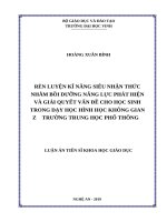 Rèn luyện kĩ năng SNT nhằm bồi dưỡng năng lực phát hiện và giải quyết vấn đề cho học sinh trong dạy học HHKG ở trường THPT 