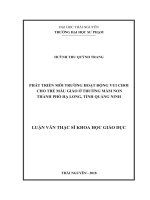 Phát triển môi trường hoạt động vui chơi cho trẻ mẫu giáo ở trường mầm non thành phố Hạ Long, tỉnh Quảng Ninh (Luận văn thạc sĩ)