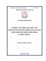 Nghiên cứu hiệu quả điều trị một số tổn thương động mạch vành bằng phương pháp nong bóng có phủ thuốc