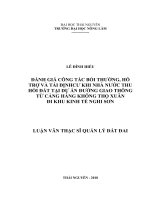 Đánh giá công tác bồi thường, hỗ trợ và tái định cư khi nhà nước thu hồi đất tại dự án đường giao thông từ cảng hàng không thọ xuân đi khu kinh tế nghi sơn 