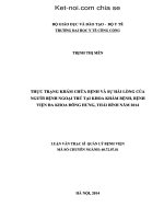 Thực trạng khám chữa bệnh và sự hài lòng của người bệnh ngoại trú tại khoa khám bệnh, bệnh viện đa khoa đông hưng, thái bình năm 2014  