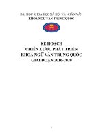 KẾ HOẠCH CHIẾN LƯỢC PHÁT TRIỂN KHOA NGỮ VĂN TRUNG QUỐC GIAI ĐOẠN 2016-2020