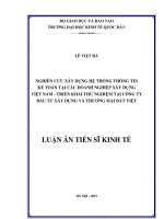 Nghiên cứu xây dựng hệ thống thông tin kế toán tại các doanh nghiệp xây dựng việt nam   triển khai thử nghiệm tại công ty đầu tư xây dựng và thương mại đất việt 
