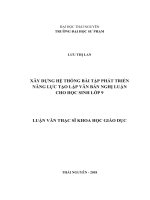 Xây dựng hệ thống bài tập phát triển năng lực tạo lập văn bản nghị luận cho học sinh lớp 9 
