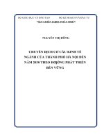 Chuyển dịch cơ cấu kinh tế ngành của thành phố hà nội đến năm 2030 theo hướng phát triển bền vững