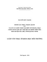 Đánh giá thực trạng quản lý và xử lý chất thải tại một số trang trại chăn nuôi lợn quy mô hộ gia đình trên địa bàn huyện ba chẽ, tỉnh quảng ninh 