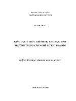 Giáo dục ý thức chính trị cho học sinh trường trung cấp nghề cơ khí i hà nội 