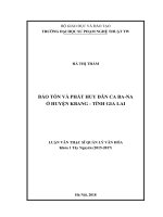 Bảo tồn và phát huy dân ca Bana ở huyện Kbang, tỉnh Gia Lai (Luận văn thạc sĩ)