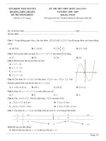 Đề thi thử THPT quốc gia 2019 môn toán lần 1 trường THPT chuyên thái nguyên 