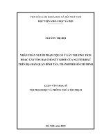 Nhân thân người phạm tội cố ý gây thương tích hoặc gây tổn hại cho sức khỏe của người khác trên địa bàn quận Bình Tân, Thành phố Hồ Chí Minh (Luận văn thạc sĩ)