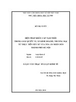 Biện pháp khẩn cấp tạm thời trong giải quyết vụ án kinh doanh, thương mại từ thực tiễn xét xử của Tòa án nhân dân thành phố Hà Nội (Luận văn thạc sĩ)