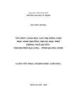 Tổ chức giáo dục giá trị sống cho học sinh trường trung học phổ thông ngô quyền   thành phố hạ long, tỉnh quảng ninh 