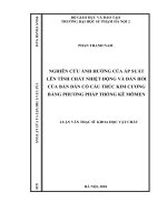Nghiên cứu ảnh hưởng của áp suất lên tính chất nhiệt động và đàn hồi của bán dẫn có cấu trúc kim cương bằng phương pháp thống kê mô men