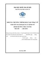 KHUNG CHƯƠNG TRÌNH ĐÀO TẠO THẠC SỸ CHUYÊN NGÀNH QUẢN LÝ KINH TẾ (ĐỊNH HƯỚNG THỰC HÀNH)