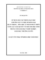 Sử dụng bài tập trong dạy học chương sắt và một số kim loại quan trọng – Hóa học 12 nhằm phát triển năng lực giải quyết vấn đề cho học sinh Trung tâm giáo dục nghề nghiệp