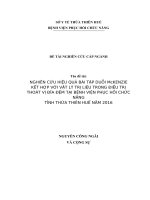 NGHIÊN CỨU HIỆU QUẢ BÀI TẬP DUỖI McKENZIE KẾT HỢP VỚI VẬT LÝ TRỊ LIỆU TRONG ĐIỀU TRỊ THOÁT VỊ ĐĨA ĐỆM TẠI BỆNH VIỆN PHỤC HỒI CHỨC NĂNG TỈNH THỪA THIÊN HUẾ NĂM 2016