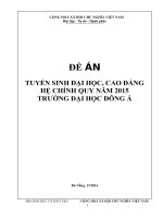 ĐỀ ÁN TUYỂN SINH ĐẠI HỌC, CAO ĐẲNG HỆ CHÍNH QUY NĂM 2015 TRƯỜNG ĐẠI HỌC ĐÔNG Á