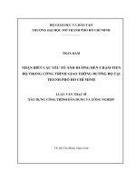 Nhận biết các yếu tố ảnh hưởng đến chậm tiến độ trong công trình giao thông đường bộ tại thành phố hồ chí minh  