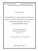 Sự hài lòng của khách hàng về sử dụng dịch vụ tín dụng thể nhân tại ngân hàng TMCP ngoại thương việt nam   chi nhánh bình thuận 