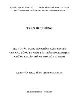 Yếu tố tác động đến chính sách cổ tức của các công ty niêm yết trên sở giao dịch chứng khoán thành phố hồ chí minh 