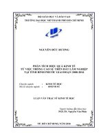 Phân tích hiệu quả kinh tế từ việc trồng cao su trên đất lâm nghiệp tại tỉnh bình phước giai đoạn 2008   2014 