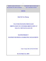 Plan for changing from sales orientation to customer orientation at malaya vietnam glass ltd  master project in business and marketing management  