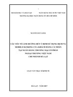 Các yếu tố ảnh hưởng đến ý định sử dụng dịch vụ mobile banking của khách hàng cá nhân tại ngân hàng thương mại cổ phần ngoại thương việt nam chi nhánh đà lạt