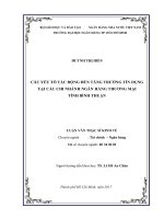 Các yếu tố tác động đến tăng trưởng tín dụng tại các chi nhánh ngân hàng thương mại tỉnh bình thuận 