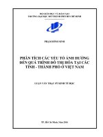 Phân tích các yếu tố ảnh hưởng đến quá trình đô thị hóa tại các tỉnh, thành phố ở việt nam 