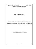 Áp dụng pháp luật về chia tài sản chung của vợ chồng tại tòa án nhân dân quận thanh xuân  