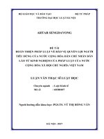 Hoàn thiện pháp luật về bảo vệ quyền lợi người tiêu dùng của nước cộng hòa dân chủ nhân dân lào từ kinh nghiệm của pháp luật của nước cộng hòa xã hội chủ nghĩa việt nam  