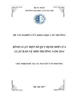 Bình luận một số quy định mới của luật bảo vệ môi trường 2014  