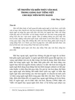 VỀ TRUYỀN TẢI KIẾN THỨC VĂN HOÁ TRONG GIẢNG DẠY TIẾNG VIỆT CHO HỌC VIÊN NƯỚC NGOÀI